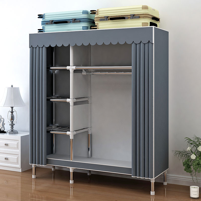 简易衣柜家用卧室出租房专用布衣柜钢管加粗加厚耐用收纳柜衣橱