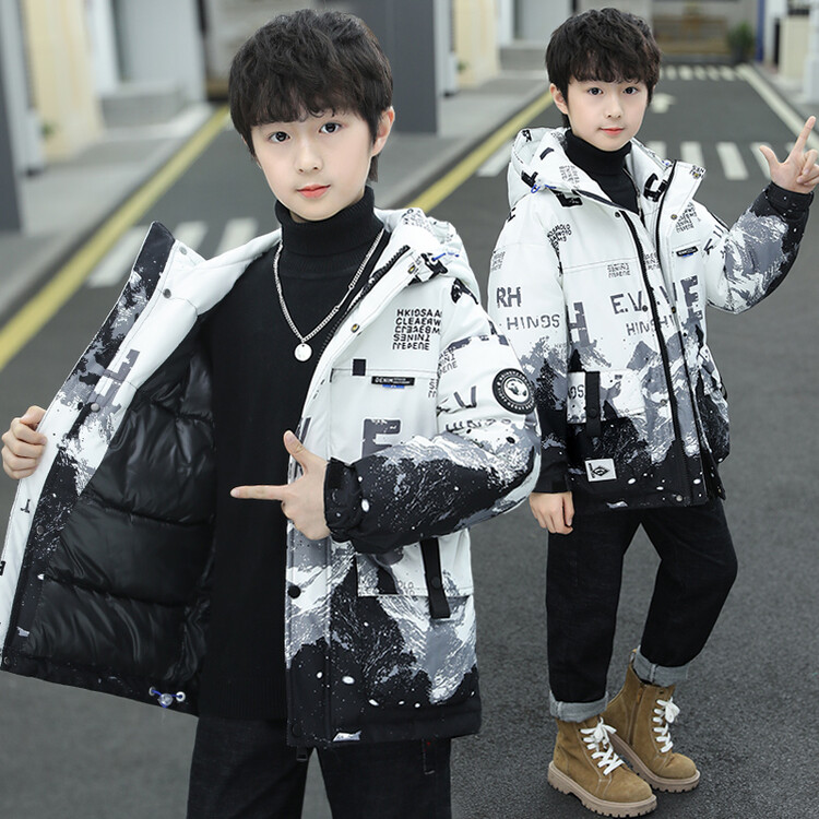男童秋冬棉衣外套男孩洋气儿童冬季棉袄中大童中长款加厚棉服酷帅