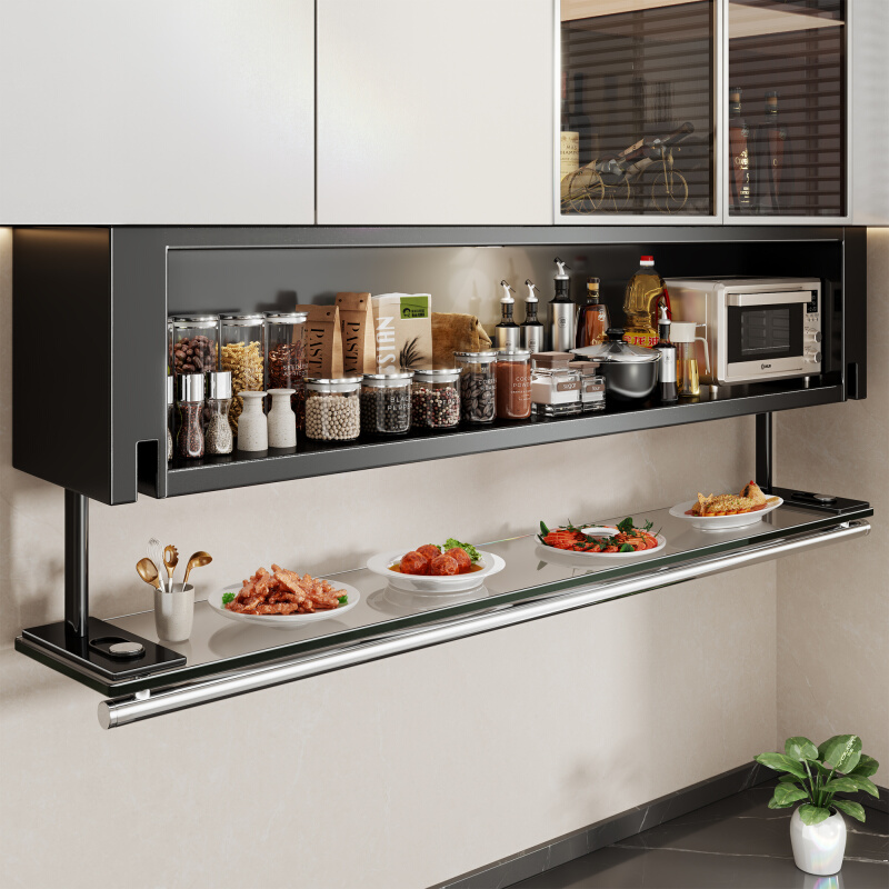 优勤厨房置物架壁挂式吊柜下方调味品盒墙壁下拉收纳橱柜调料柜子