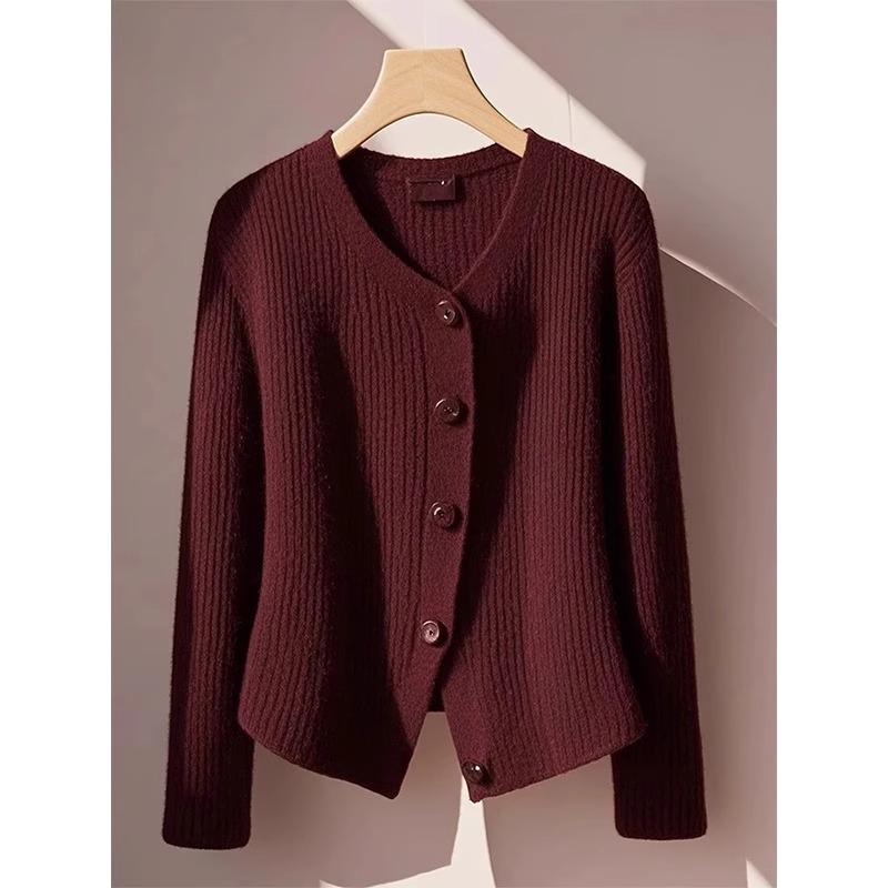 3811大码胖mm红色开衫毛衣女款冬季新款爆款针织衫上衣小香风外套