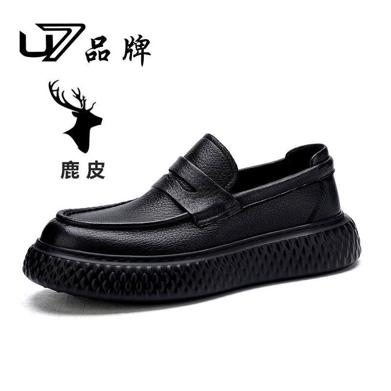 U7品牌男鞋鹿皮鞋子男款爆款2025新款透气软底真皮男士休闲皮鞋