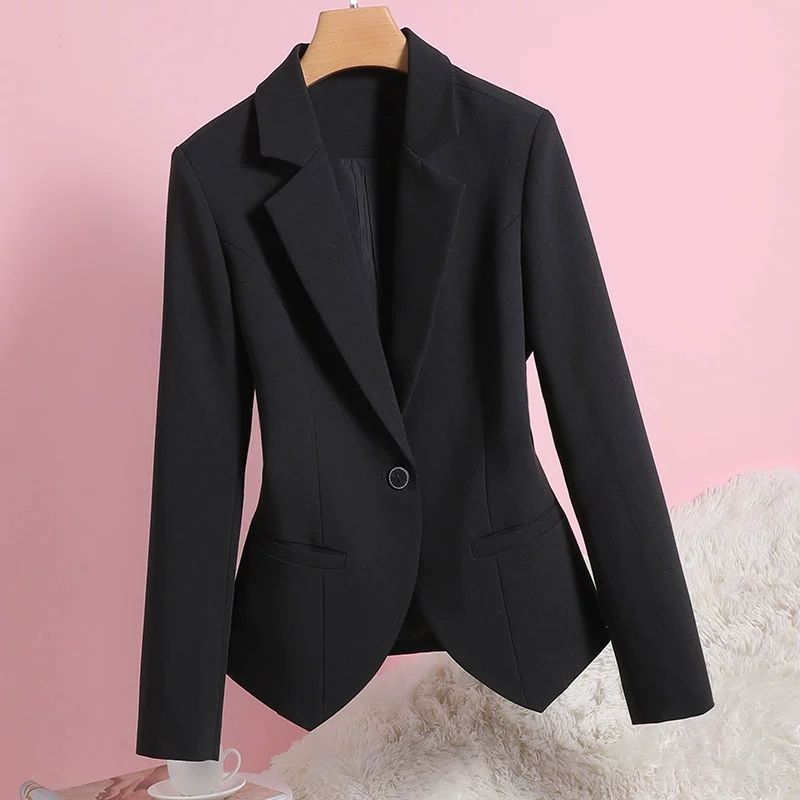 法式黑色收腰正肩西装外套女2025春秋款气质显瘦短款百搭西装西服
