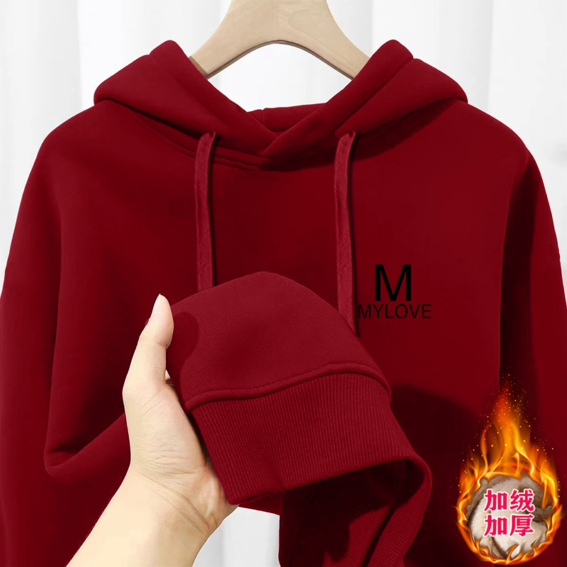 韩版连帽加绒加厚卫衣女士秋冬季新款爆款时尚大码小个子洋气外套