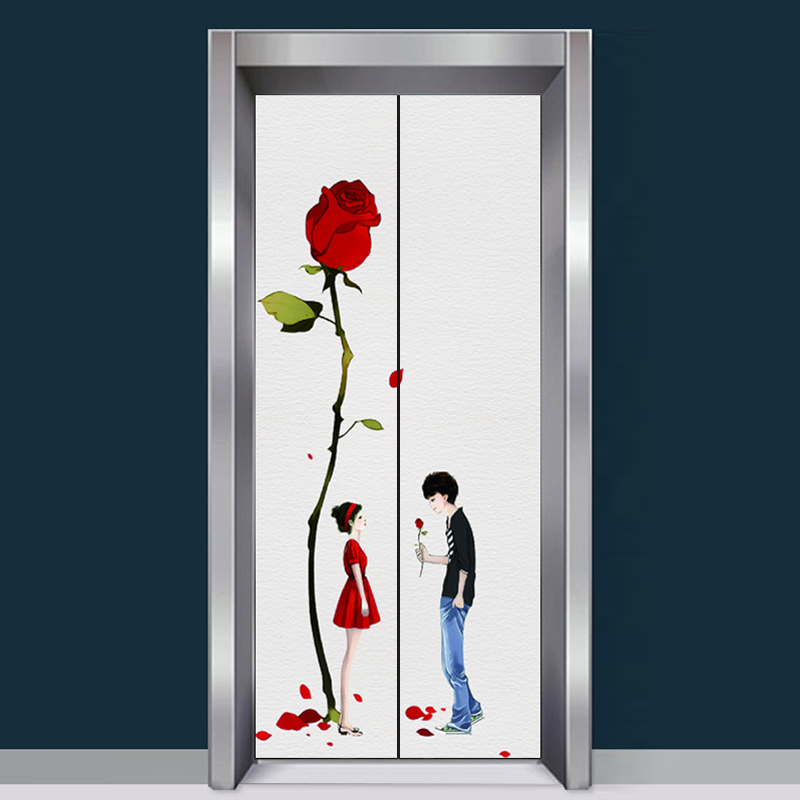 电梯门贴纸整张创意卡通入户装饰贴纸网红新年自粘遮挡墙贴画n16