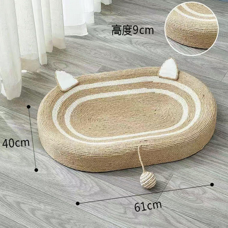 剑麻猫抓板耐磨耐抓非不掉屑椭圆超大号猫爪板盆猫窝一体猫咪玩具