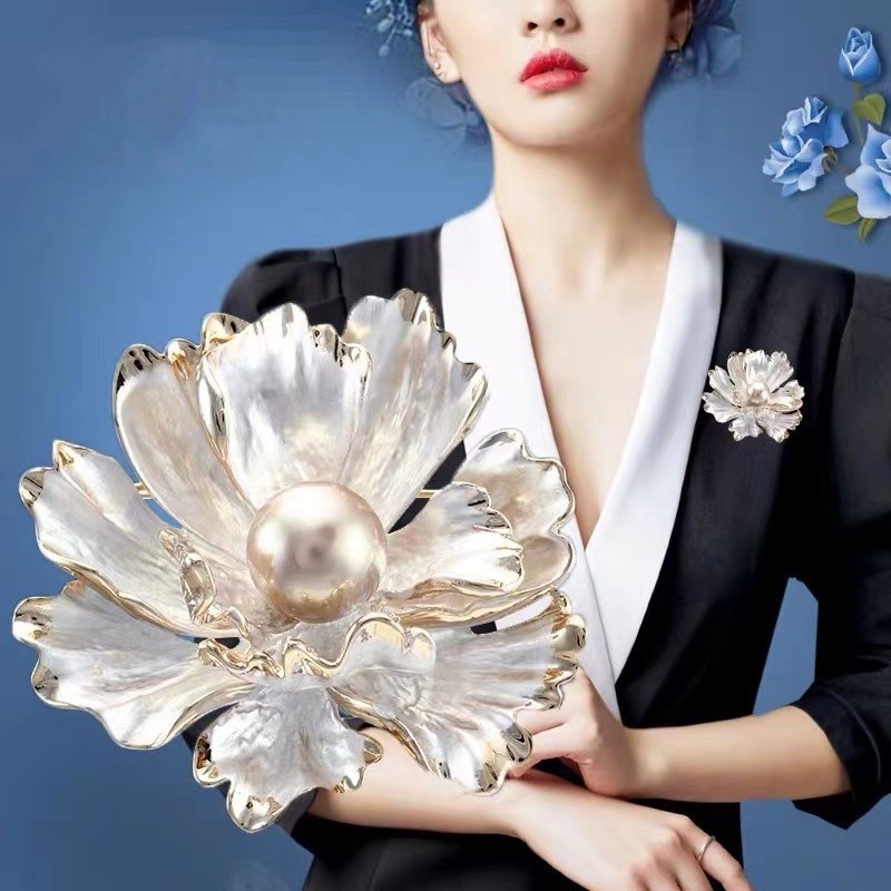 铜合金合成锆石胸针 国风牡丹花胸针高档奢华优雅胸花时尚饰品285