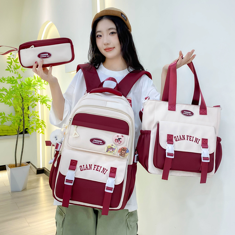 高颜值书包女大容量多层初高中生双肩包小学生四五六年级减负背包