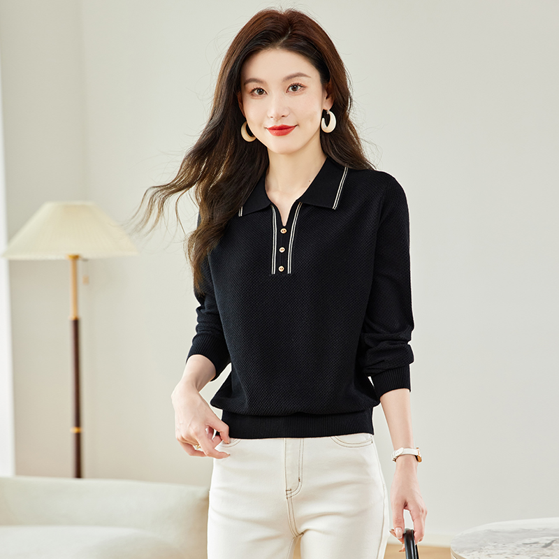 桑蚕丝黑色打底衫女款秋装2025新款女装气质高端上档次针织衫春秋