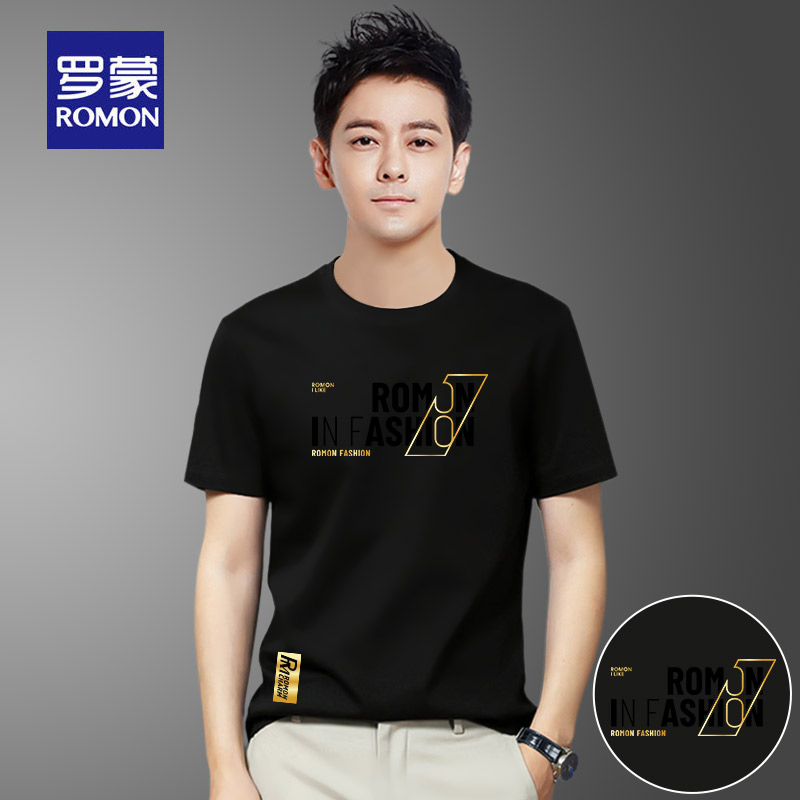 罗蒙冰丝莫代尔男士短袖t恤夏天2025新款潮流高级半袖体恤上衣服