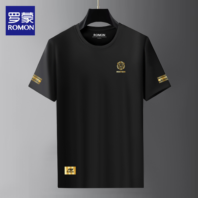 罗蒙冰丝莫代尔男士短袖t恤夏天2025新款潮流高级半袖体恤上衣服