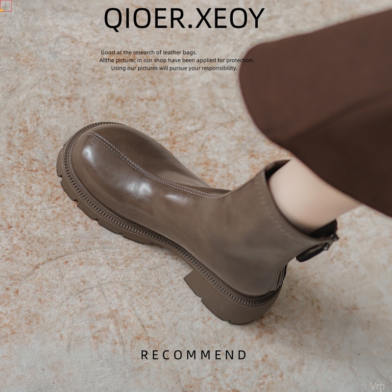 小个子厚底瘦瘦靴增高2025年新款秋冬加绒炸街马丁靴女英伦风短靴