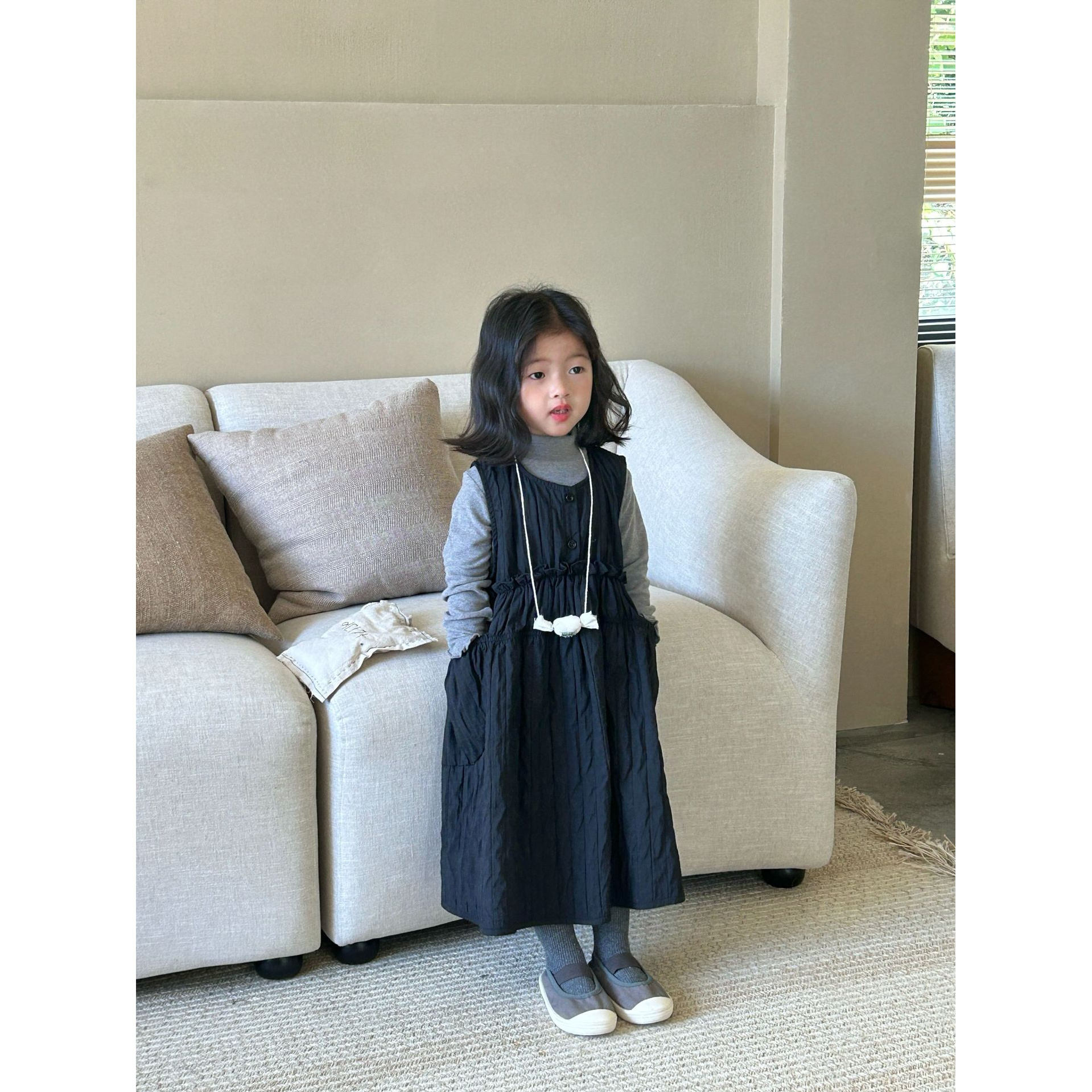 女童春季新款套装韩版背心裙百搭长袖打底衫两件套