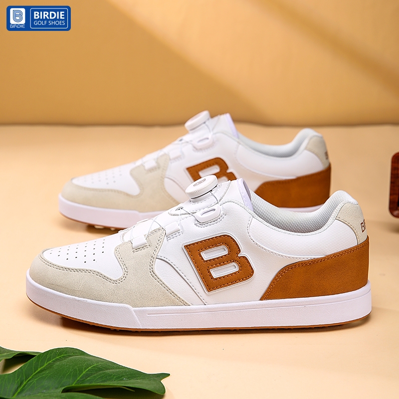 24款Birdie白色高尔夫球鞋男士防水防滑时尚潮流百搭舒适板鞋