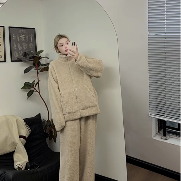 【瘦瘦】暖乎乎-秋冬四色睡衣套装带口袋情侣款家居服两件套S01033