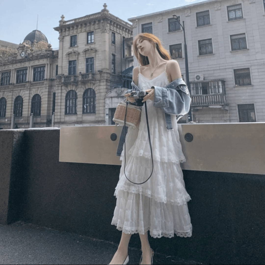 白色连衣裙女夏季2024新款海边度假沙滩裙纯欲无袖吊带裙801