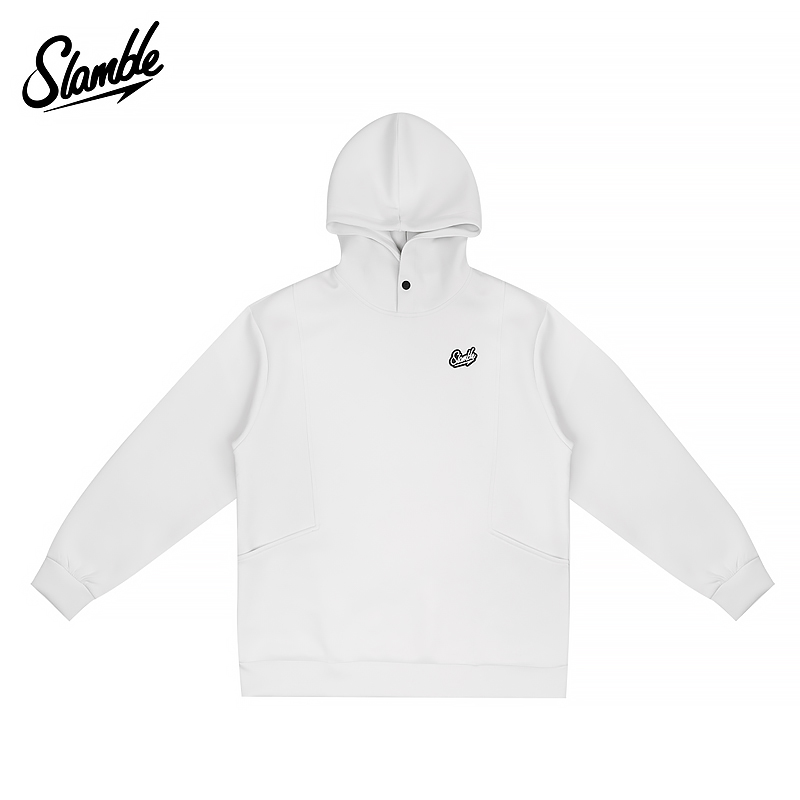 SLAMBLE秋冬新款空气层高弹扣插兜连帽运动卫衣男女休闲美式帽衫