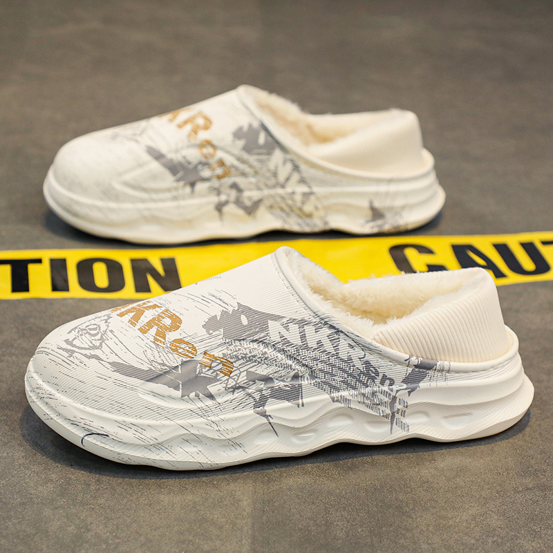 棉拖鞋男冬季包头包跟加绒保暖户外防滑防水加厚男士大码居家棉拖