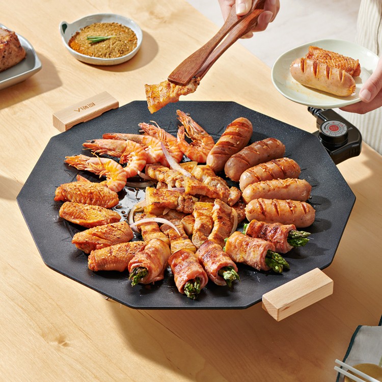 【原始人多功能电烤盘】超大家用烤盘无烟麦饭石不沾涂层韩式煎烤盘