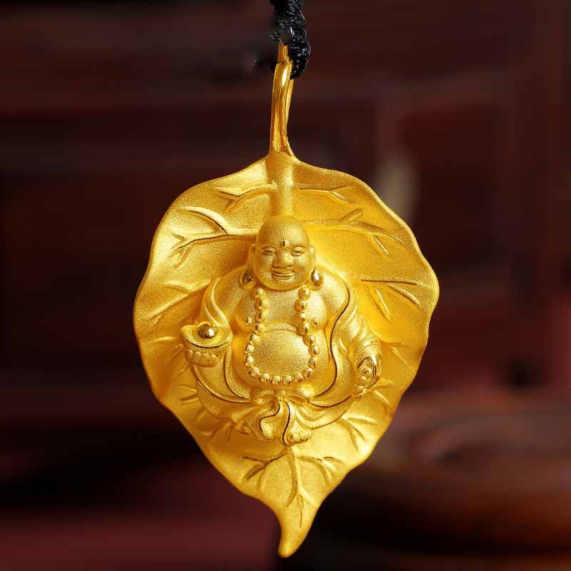 铜合金吊坠 轻奢百搭高级感金色弥勒吊坠项链时尚气质复古项坠