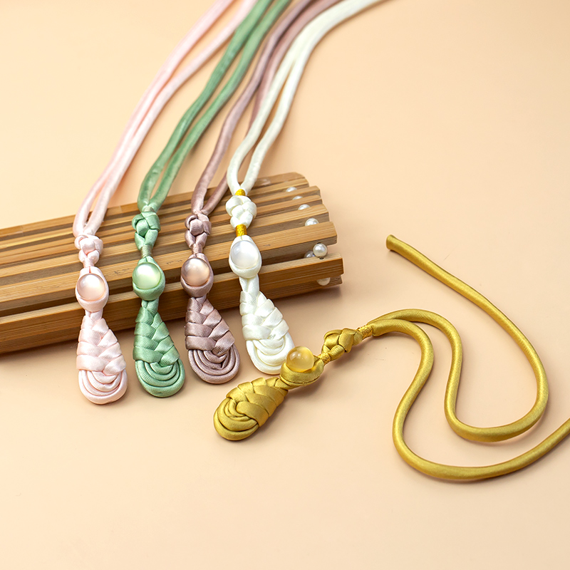 旗袍盘扣扣子玉珠琵琶同结心扣新中式手工编织纽扣汉服装饰扣辅料