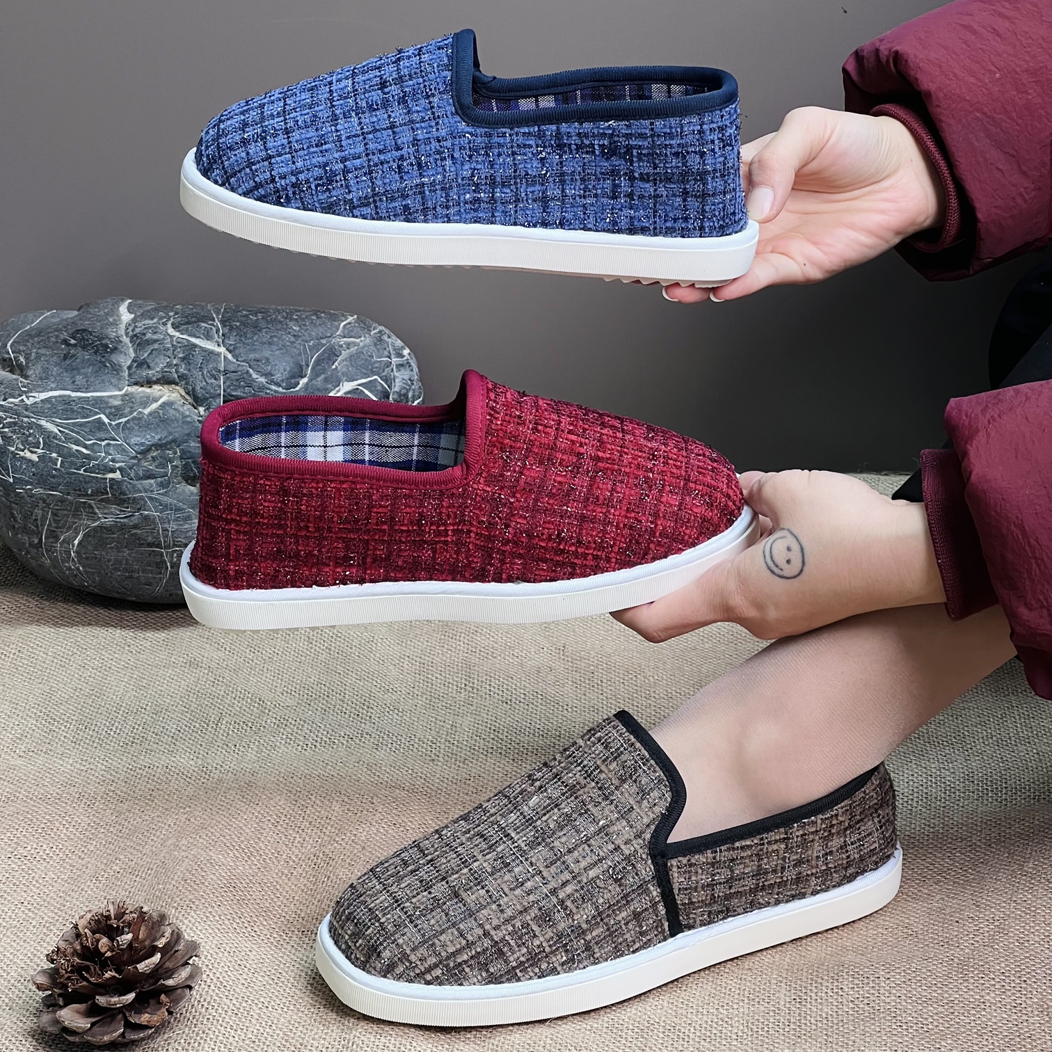 何航（春秋二棉鞋）国潮防滑软牛筋底透气舒适防臭休闲散步手工布鞋