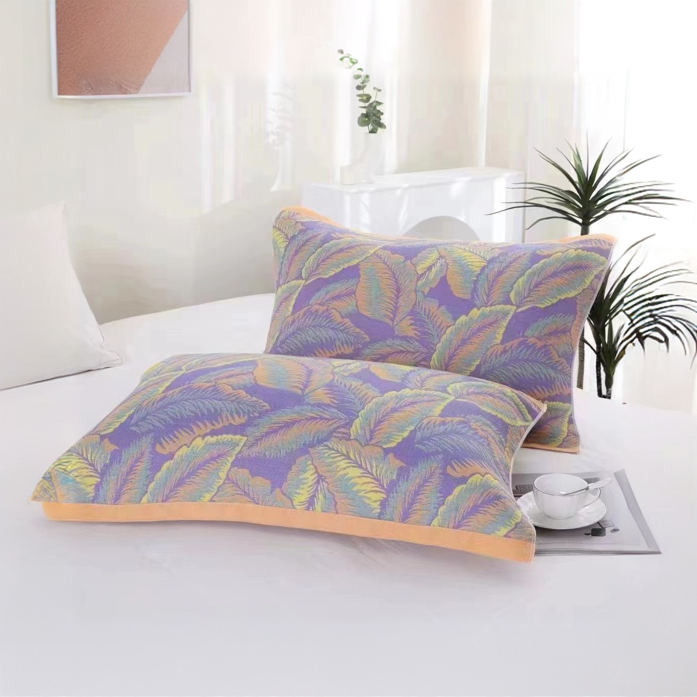 枫叶【枕巾一对装】52*78高档柔软透气吸汗欧式枕头巾成人学生家用