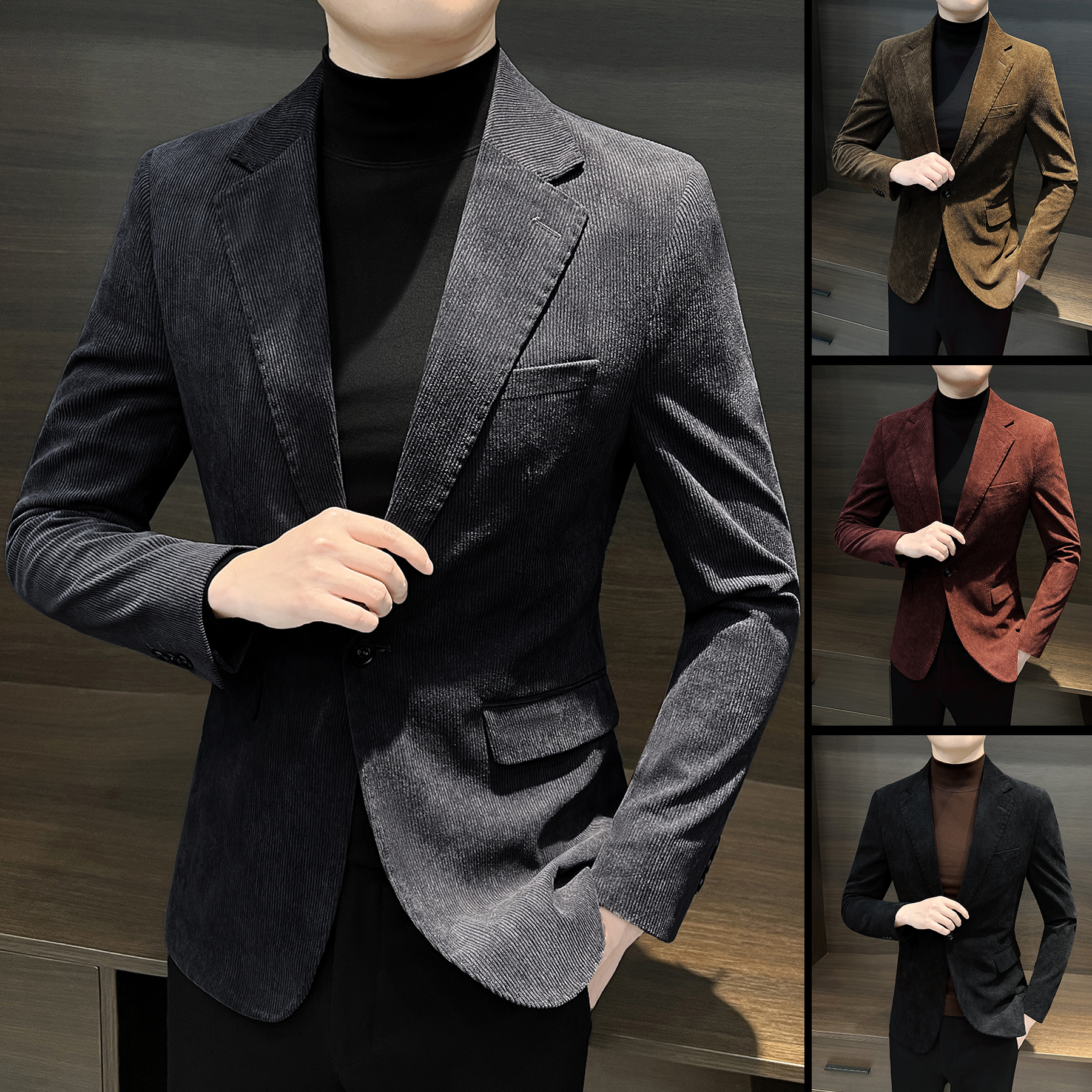 灯芯绒休闲西装外套男款2025新款爆款商务高级感男秋冬男士小西服