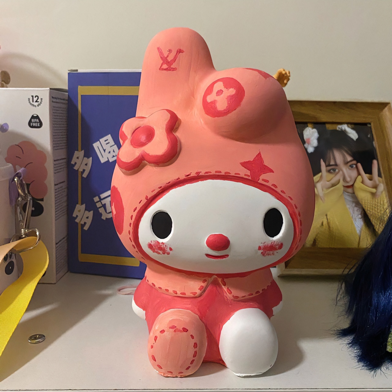 网红美乐蒂石膏娃娃涂色diy手工彩绘填色存钱罐亲子涂鸦白色上色