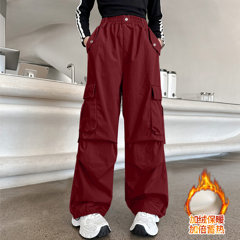 女童春秋款工装裤2025新款6-12岁15岁中大儿童洋气潮流百搭休闲裤
