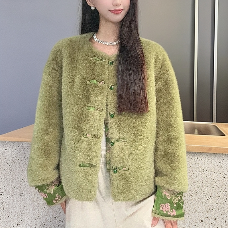 双面穿新中式国风毛毛短外套秋冬新款百搭复古气质时尚休闲女上衣