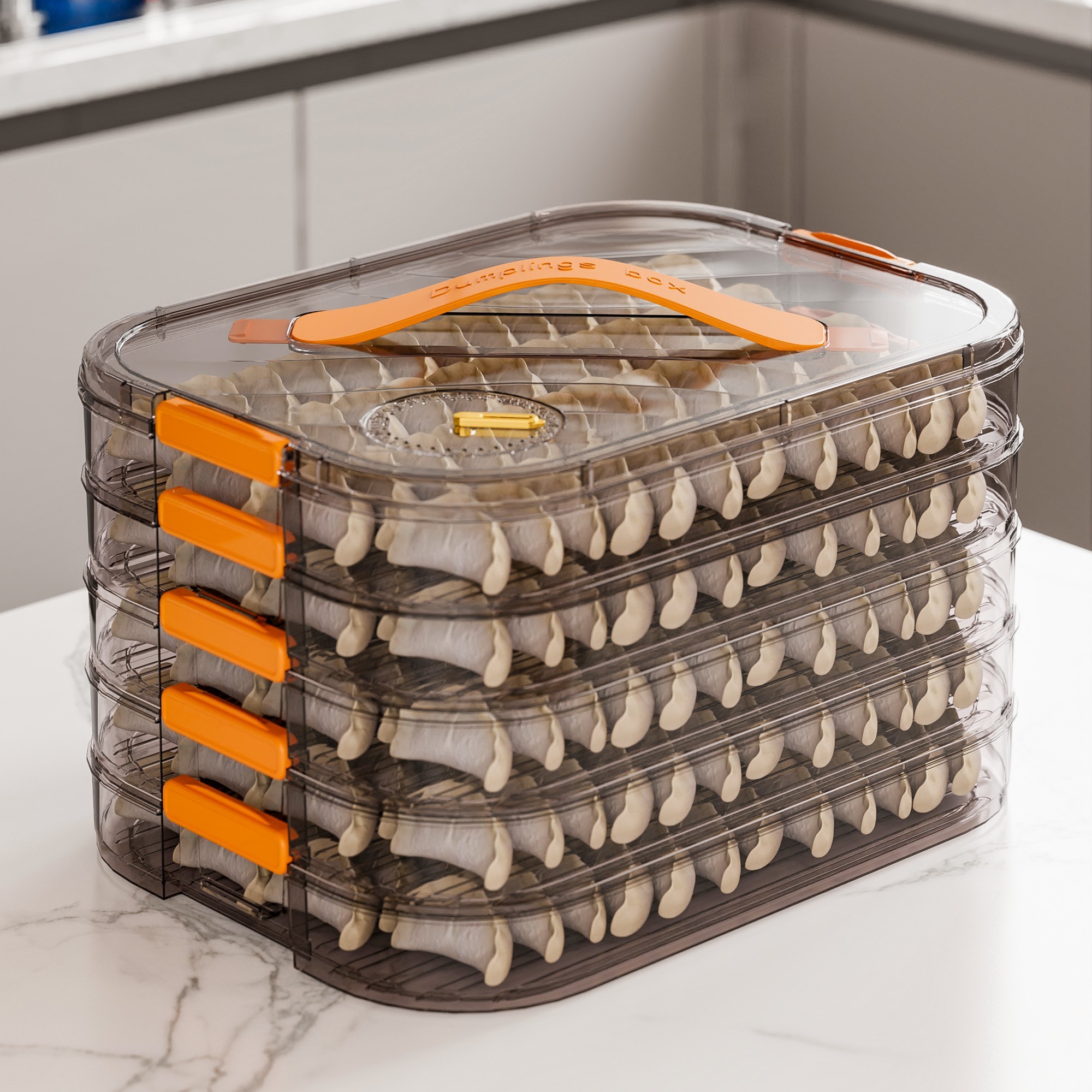 多层食品饺子盒大号馄饨包子盒冷速冻水饺冰箱厨房收纳保鲜盒专用