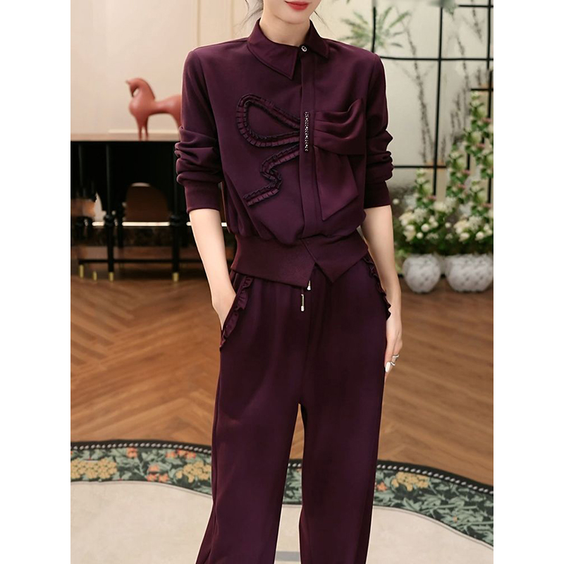 高级洋气名媛范时尚加绒裤套装女2025秋冬新款轻奢休闲上衣+裤子