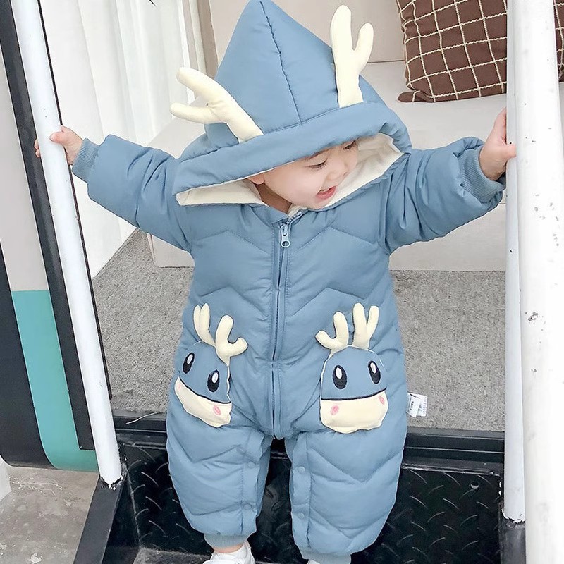 新款婴儿连体衣婴儿厚棉衣加厚棉服秋冬季宝宝外出抱衣新生儿爬服