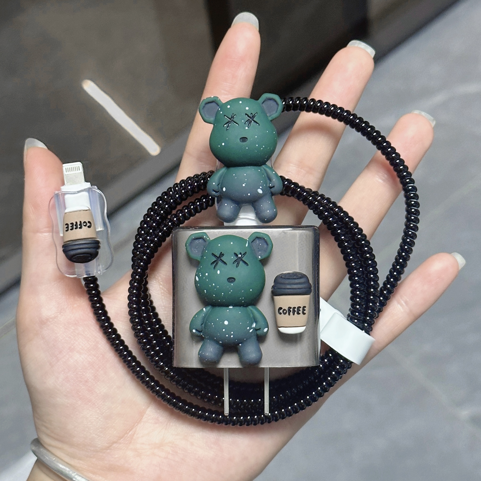 暴力绿小熊苹果15数据线保护套20w快充适用14promax软iPhone12/13