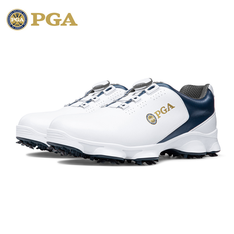 美国PGA 新品 高尔夫男士球鞋 防水鞋子 防滑活动钉男鞋 旋转鞋带
