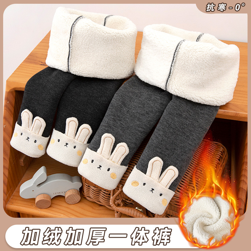 特厚女童加绒打底裤羊羔绒裤外穿秋冬款宝宝儿童保暖加厚裤子洋气