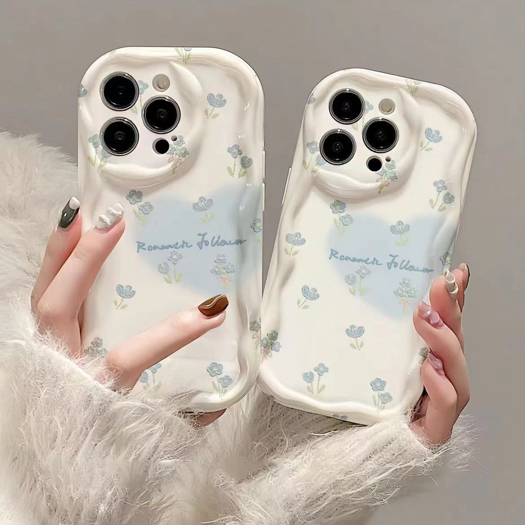 浅蓝爱心适用于苹果15/华为/oppo/vivo/小米手机壳全包硅胶防摔13