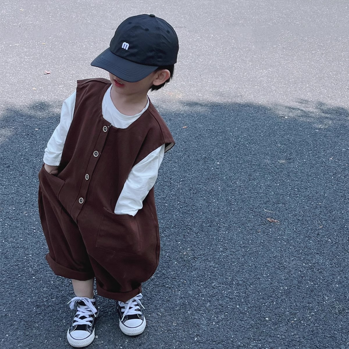 儿童无袖连体裤婴儿连体衣小童春夏外出服宝宝工装裤男女童春装潮