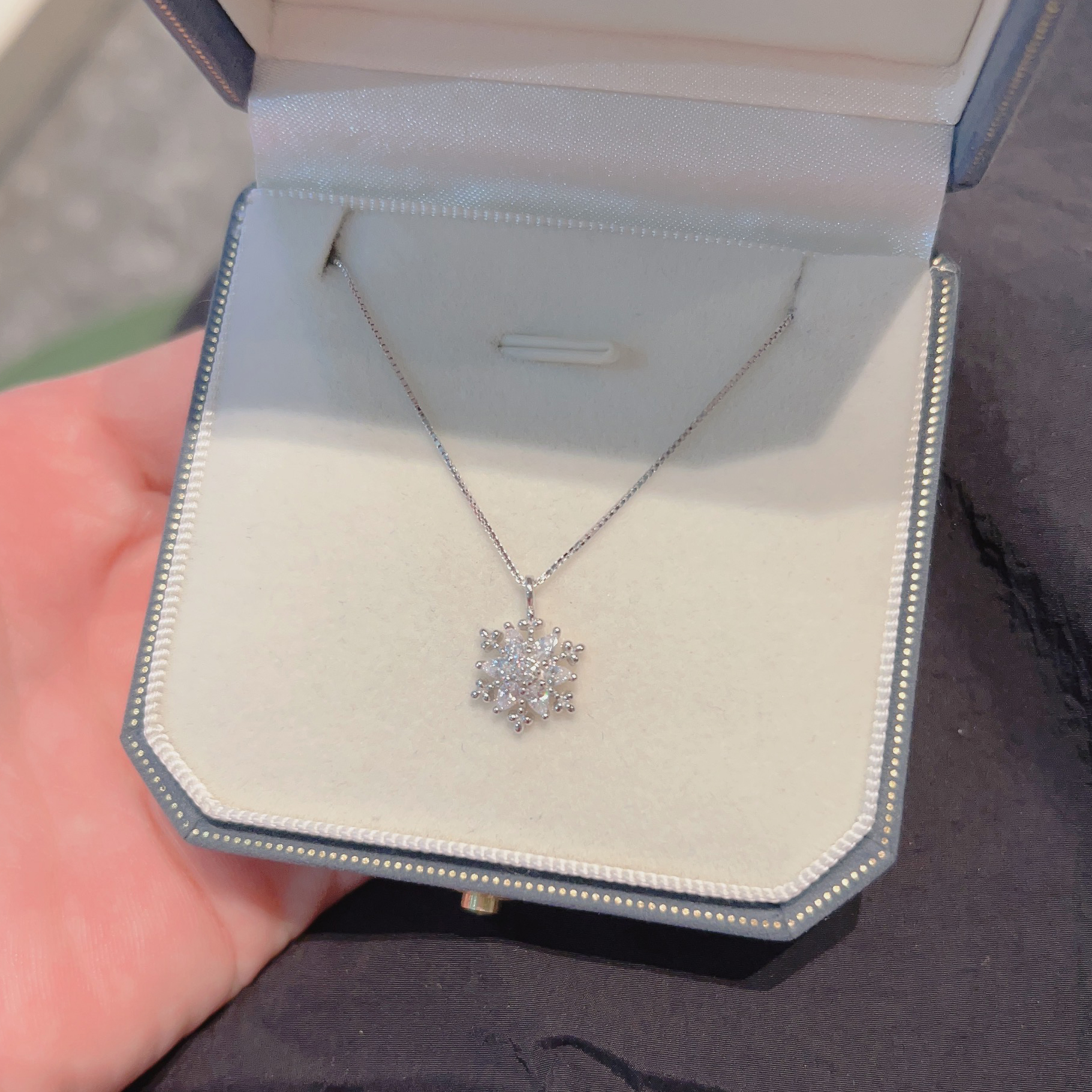 坠链均925银 浪漫雪花项链女纯银小众轻奢锁骨链送女友圣诞节礼物