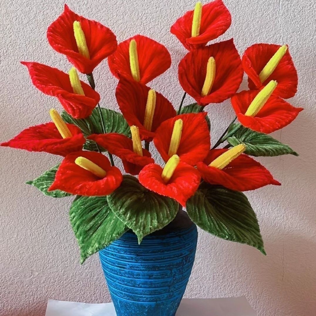 扭扭棒手工花束红掌鸿运当头手工DIY乔迁手工花束diy扭扭花