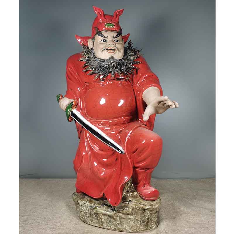 钟馗赐福景德镇陶瓷雕塑老家人捏雕站姿天师迎福钟馗家用公司摆件