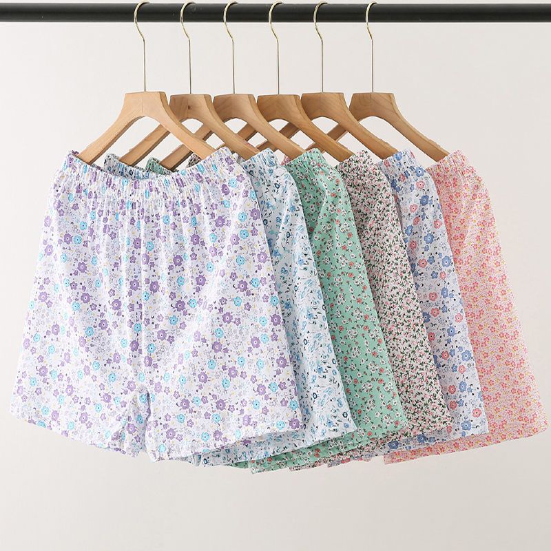 中老年短裤女外穿加肥加大码宽松女士夏季家居裤老人四角高腰睡裤