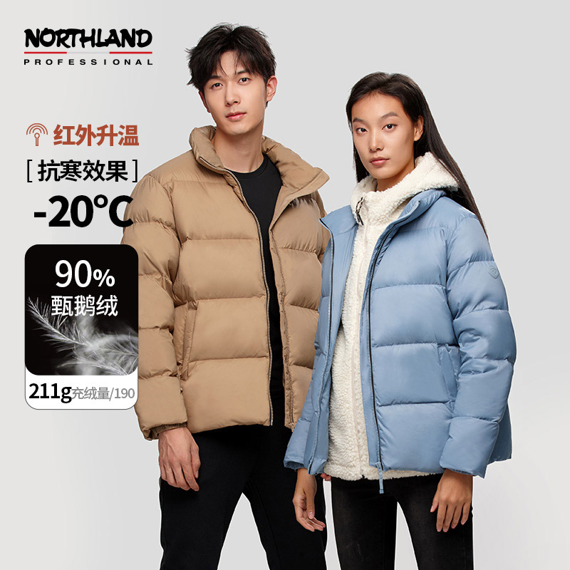 【卡默】【鹅绒服】诺诗兰男女款防泼防风鹅绒加厚羽绒NDJCT0555E