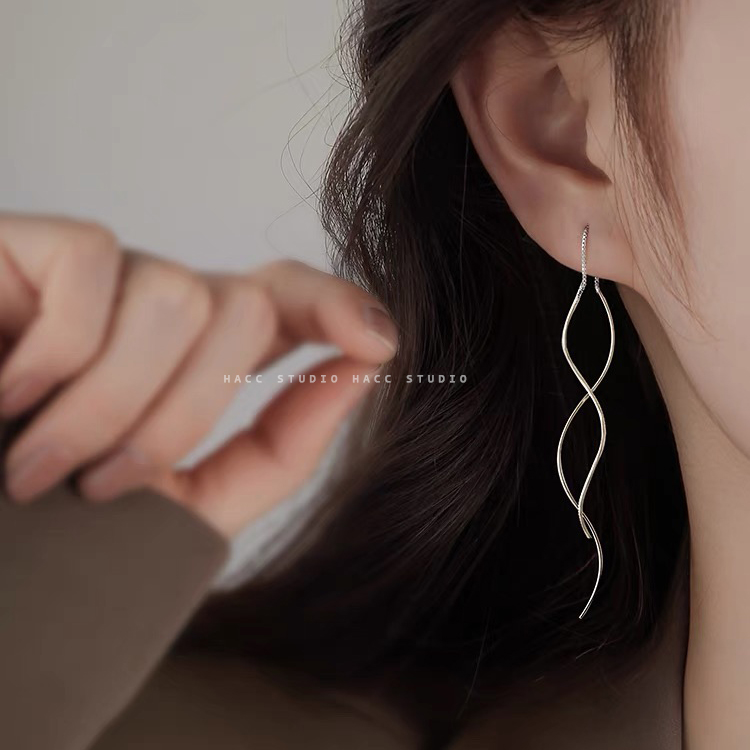 925银耳饰 波浪耳线女气质2025年新款潮流苏耳环显瘦超仙轻奢耳饰