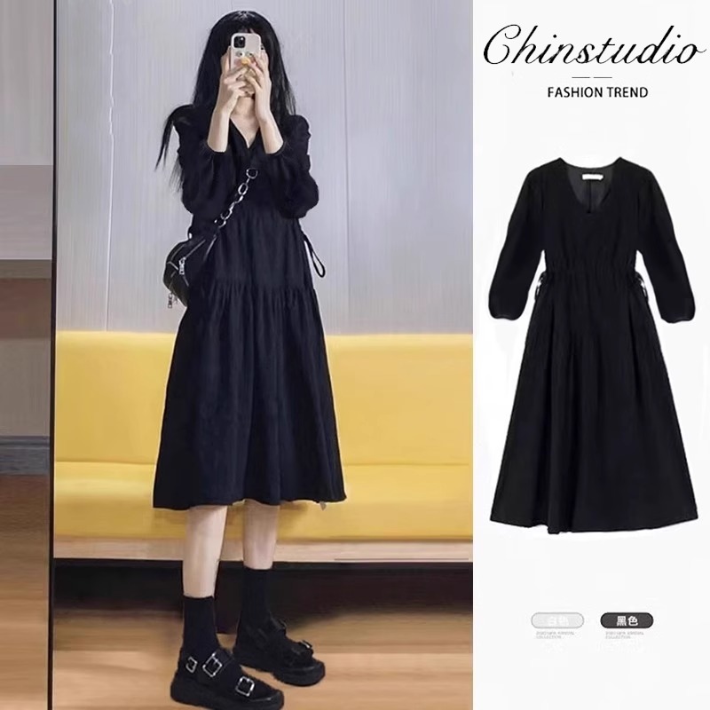 孕妇装秋装连衣裙2025新款时尚韩版赫本风法式气质显瘦孕妇连衣裙