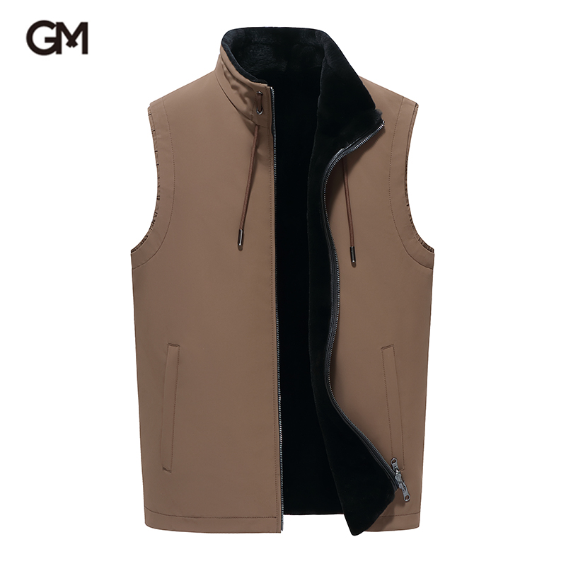 GUSS MART/戈斯迈特进口双面穿水貂皮草貂绒马甲男立领商务休闲