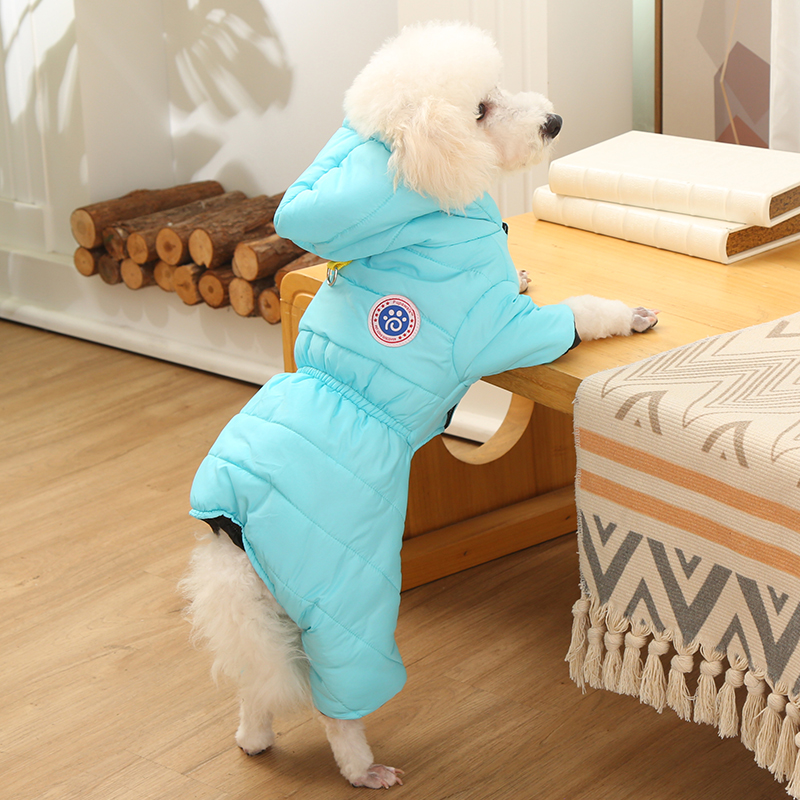 可牵引狗狗衣服秋冬棉衣小型犬泰迪比熊博美冬季保暖棉服服四脚衣