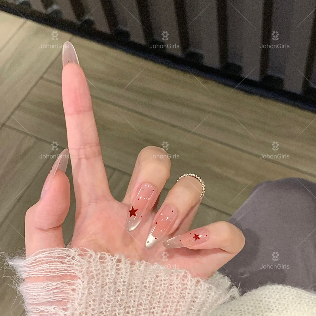 JohonGirls'/琴岛小嫚【星语心愿】五角星波点细闪猫眼手工穿戴甲