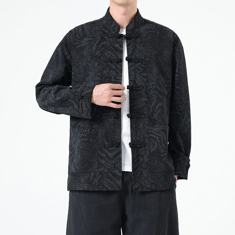 春秋季男装中国风新款衬衫男提花唐装新中式汉服休闲夹克上衣外套