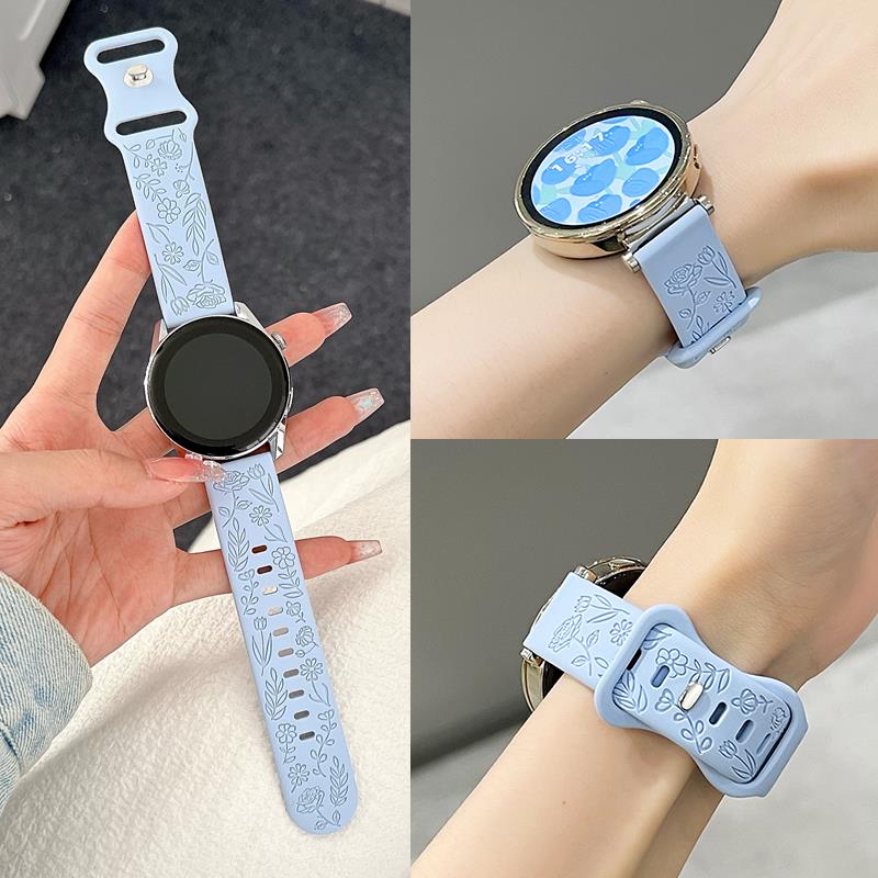 适用华为GT5手表带新款玫瑰浮雕硅胶GT4GT32watch34profit3男女款